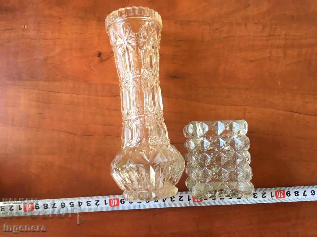 VASE THICK RELIEF GLASS FROM SOCA-2 PCS with price 12.00 BGN | € 6.14 VASE THICK RELIEF GLASS FROM SOCA-2 PCS with price 12.00 BGN | € 6.14