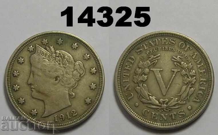 Ηνωμένες Πολιτείες 5 σεντ 1912 κέρμα νικέλιο Liberty