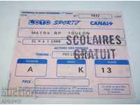 Old ticket for Football 1 league France Parc des Princes 1988
