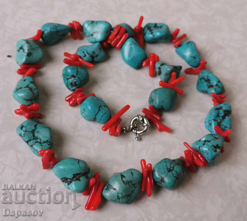 Necklace by Gerdan from Turquoise and Red Coral
