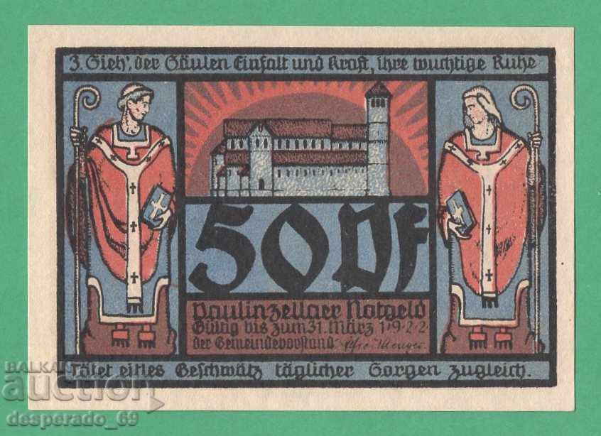 (¯` '• .¸NOTGELD (gr. Paulinzella) 1922 UNC -50 pfennig. •' ´¯) with price 3.00 BGN | € 1.53 (¯` '• .¸NOTGELD (gr. Paulinzella) 1922 UNC -50 pfennig. •' ´¯) with price 3.00 BGN | € 1.53