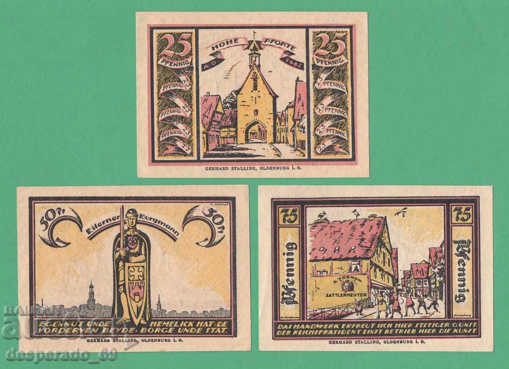 (¯`'•.¸NOTGELD (gr. Quakenbrück) 1921 UNC -3 τμχ. τραπεζογραμμάτια ´¯)