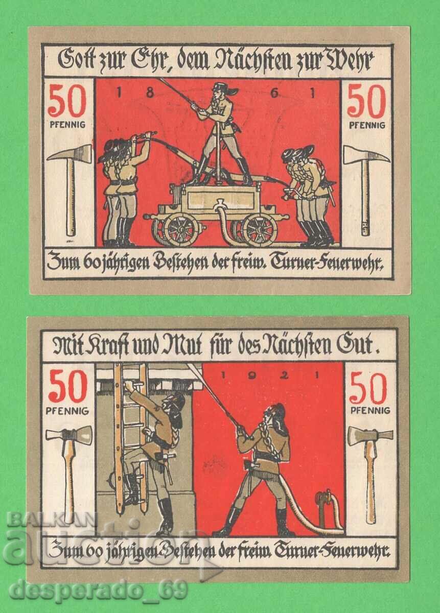 (¯`'•.¸NOTGELD (city Langensalza) 1921 UNC -2 pcs. banknotes ´¯)
