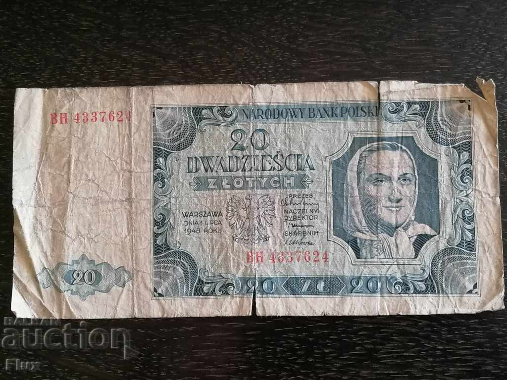 Τραπεζογραμμάτιο - Πολωνία - 20 PLN 1948