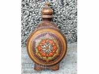 Старинна пирографирана бъклица, бъкел, павур