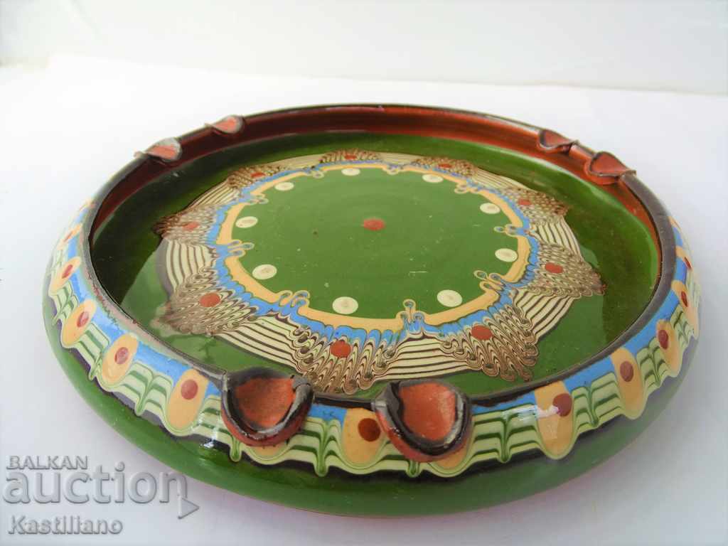 OLD PAINTED CERAMIC ASHTRAY 4 - 6 OLD PAINTED CERAMIC ASHTRAY 4 - 6