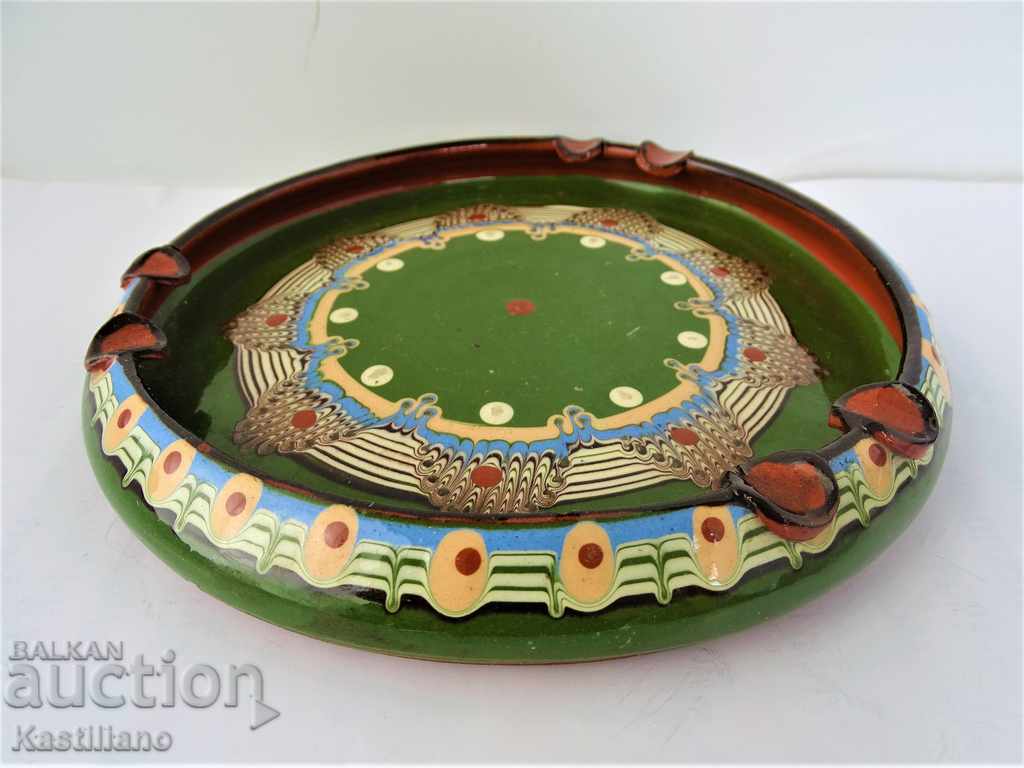 OLD PAINTED CERAMIC ASHTRAY 4