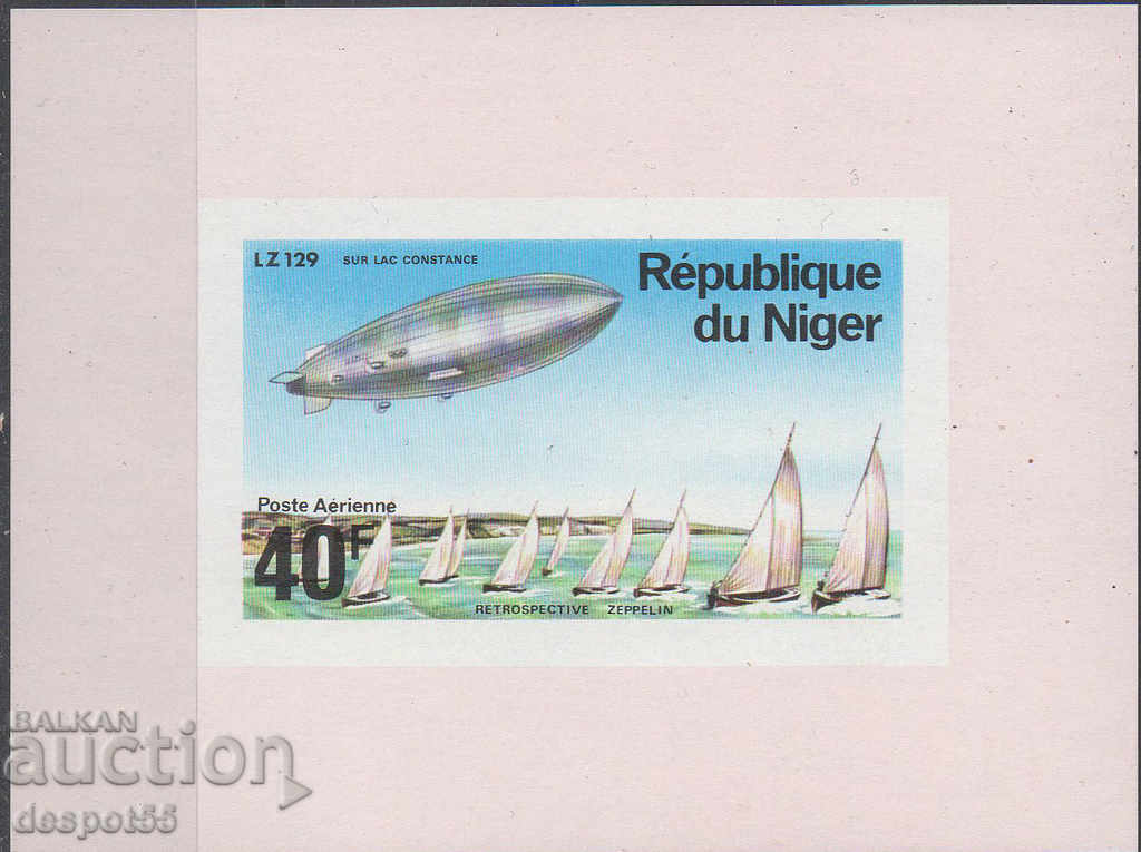 1976. Niger. The airship Zeppelin. Block.