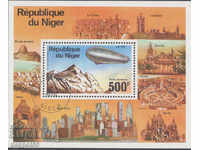 1976. Niger. 75 years on the aircraft Zeppelin. Block.