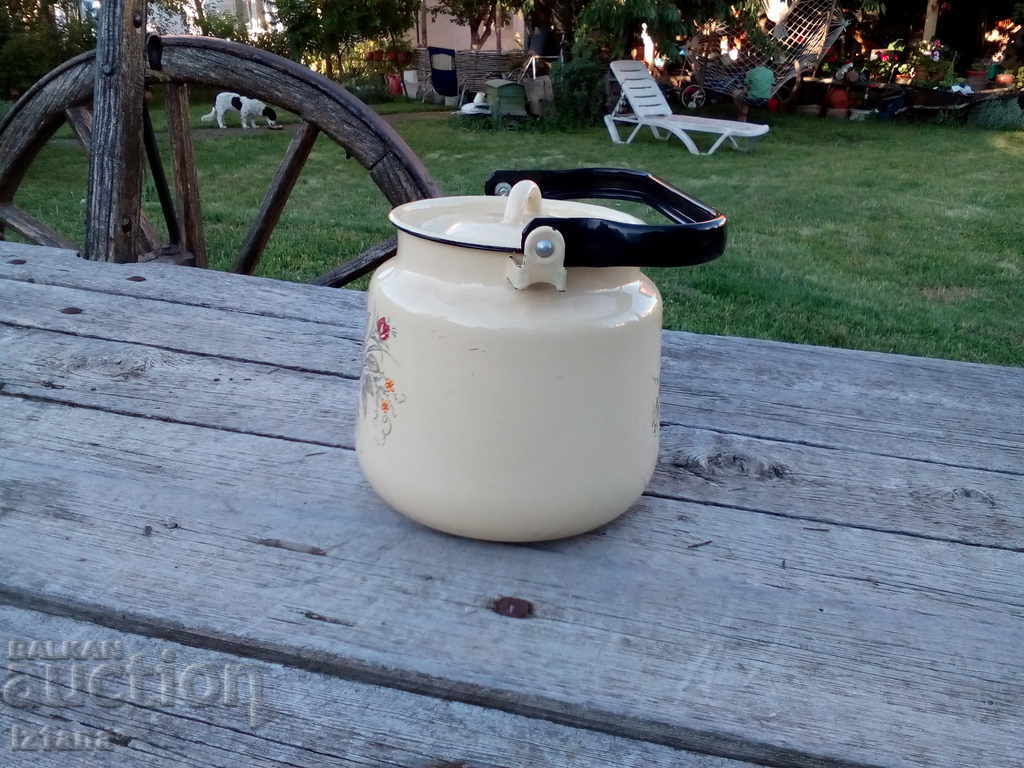 Old enamel teapot with price 30.00 BGN | € 15.34 Old enamel teapot with price 30.00 BGN | € 15.34
