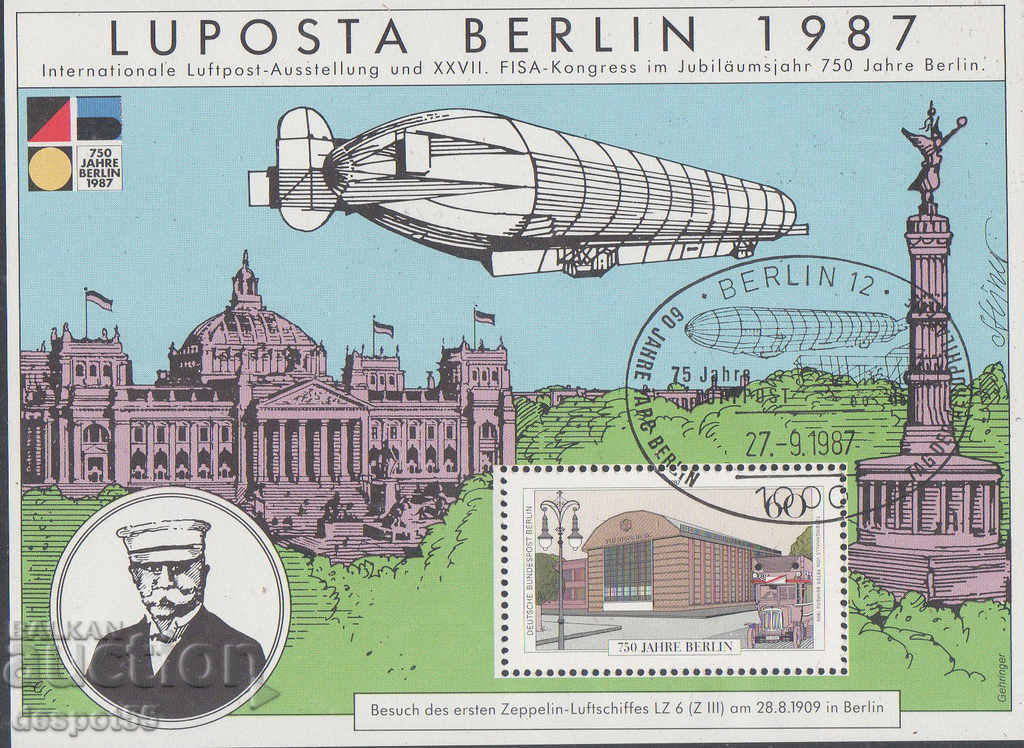 1987. Berlin. Airmail Day. Block.