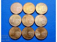 Франция 1 евроцент 1 Euro cent - 9 бр.