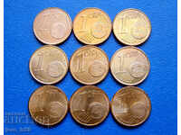 Franța 1 euro cent 1 euro cent - 9 buc.