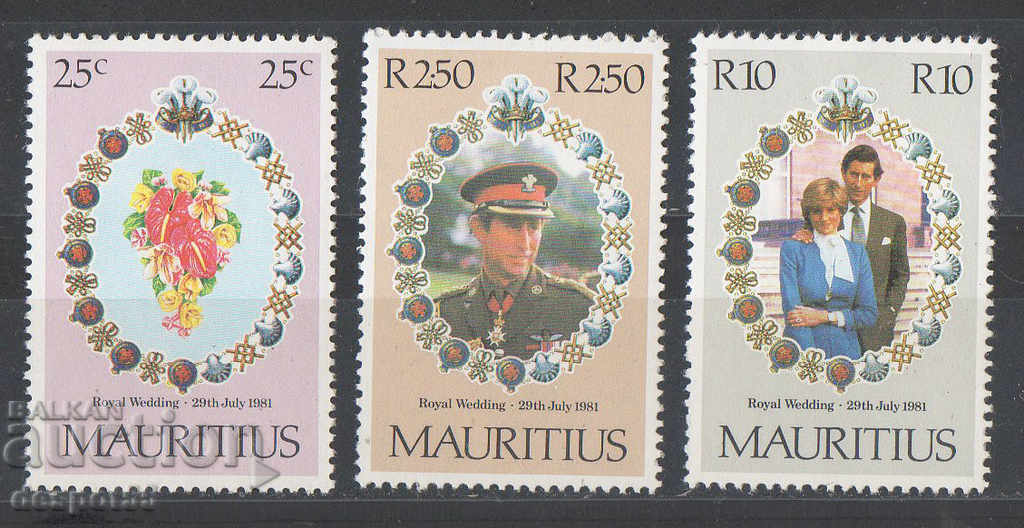 1981. Mauritius. Nunta regală - prințul Charles și Diana.