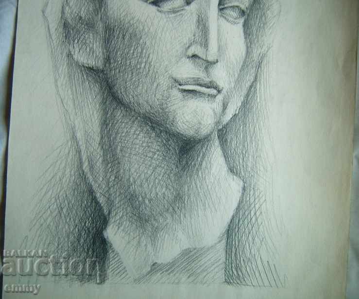 Auction Pencil drawing - a woman's head unsigned 35 cm x 50 cm Auction Pencil drawing - a woman's head unsigned 35 cm x 50 cm