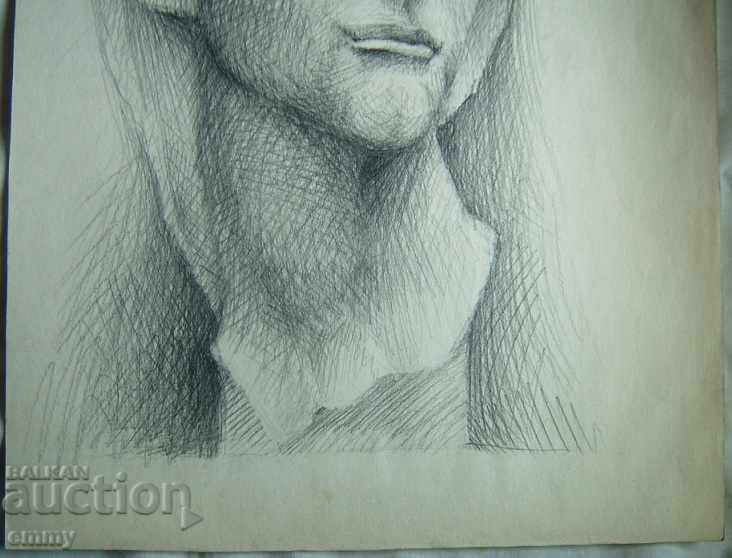 Delivery of Pencil drawing - a woman's head unsigned 35 cm x 50 cm Delivery of Pencil drawing - a woman's head unsigned 35 cm x 50 cm