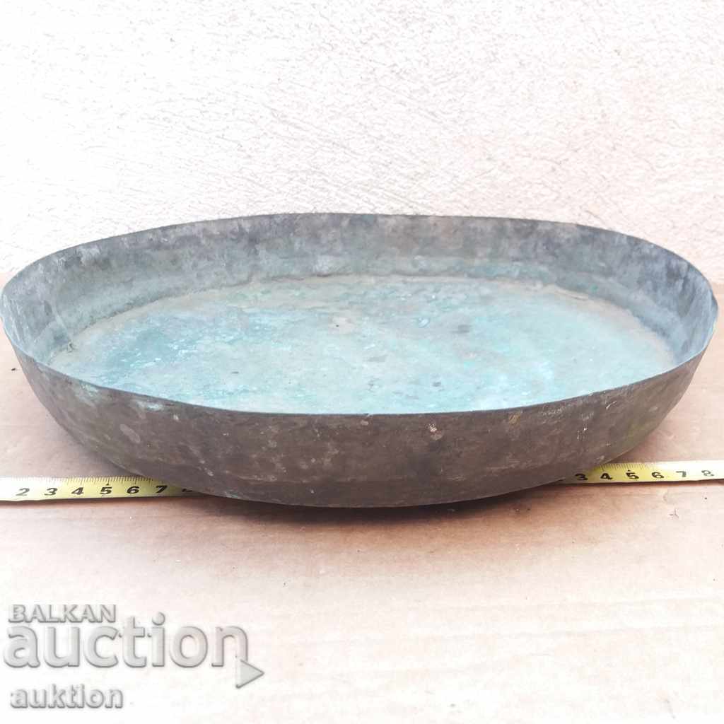 OLD MASSIVE REVIVAL COPPER FORGED TRAY - CRANE - 5