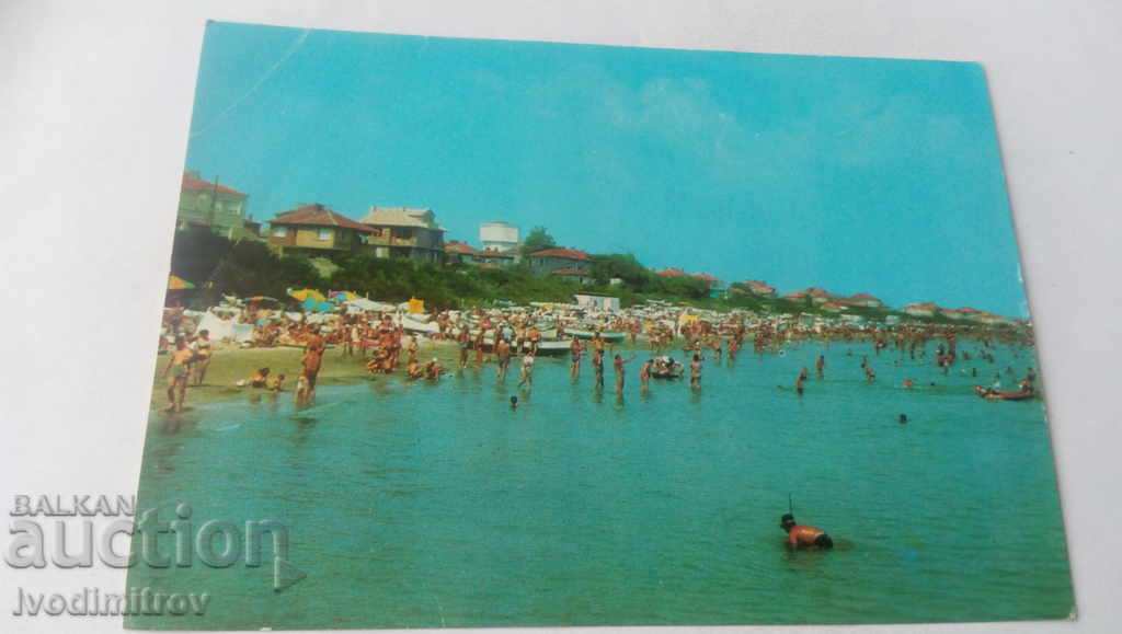 Пощенска картичка Поморие Плажът 1974