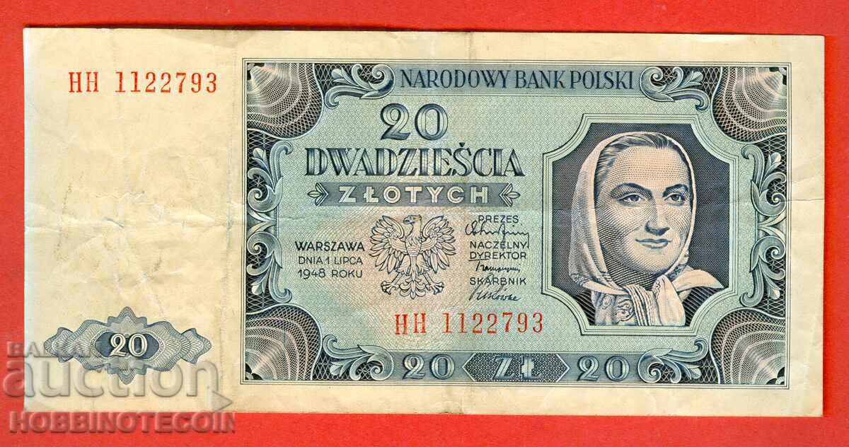 POLAND POLAND 20 Zloty emission issue 1948 - 2 POLAND POLAND 20 Zloty emission issue 1948 - 2
