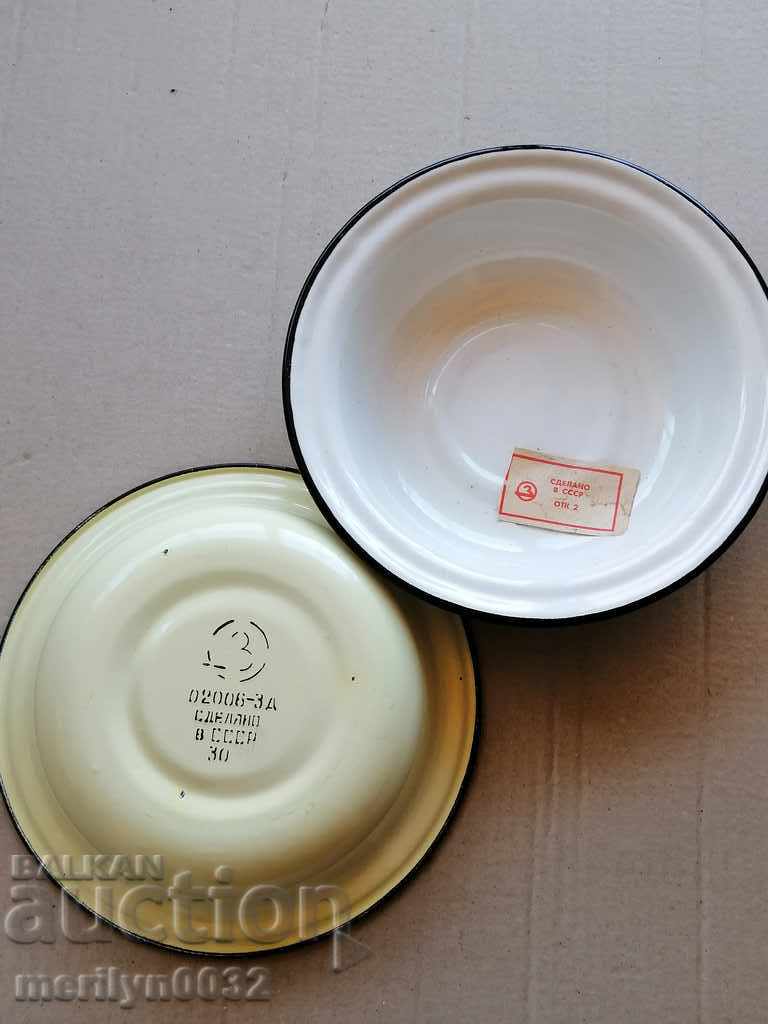 Auction Enameled bowl 2 pieces dish with enamel basin USSR Auction Enameled bowl 2 pieces dish with enamel basin USSR