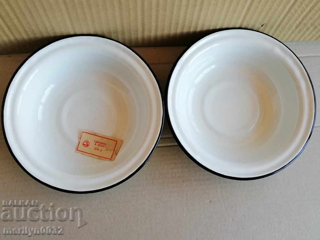 Enameled bowl 2 pieces dish with enamel basin USSR - 7 Enameled bowl 2 pieces dish with enamel basin USSR - 7