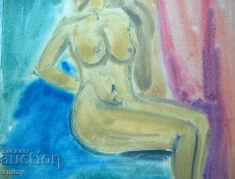 Auction Old watercolor drawing naked wife body, not signed Auction Old watercolor drawing naked wife body, not signed