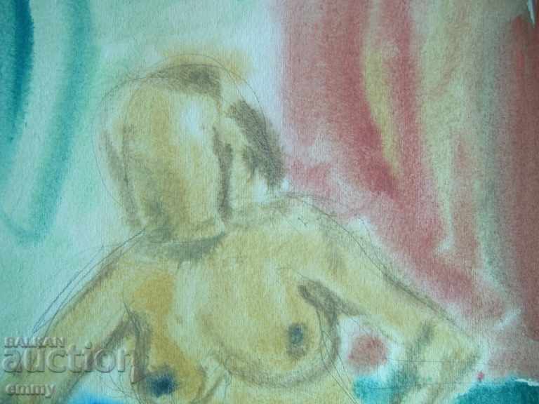 Old watercolor drawing naked wife body, not signed with price 23.00 BGN | € 11.76 Old watercolor drawing naked wife body, not signed with price 23.00 BGN | € 11.76