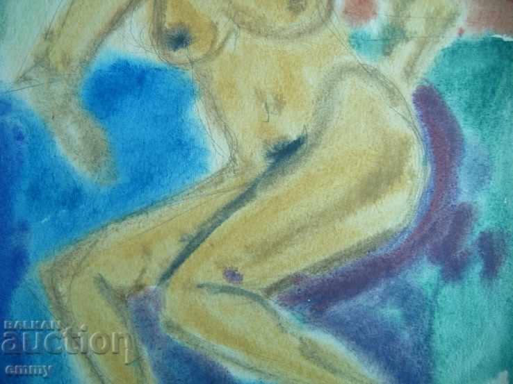 Auction Old watercolor drawing naked wife body, not signed Auction Old watercolor drawing naked wife body, not signed