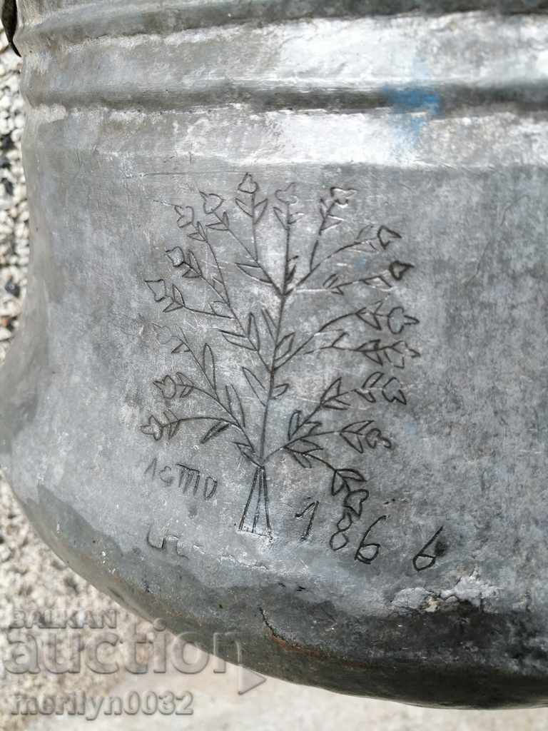Cazan cadou inscripționat anul 1866, cu rezervor, vas de cupru, obiect de cupru cu preț € 179.36 | 350.80 BGN
