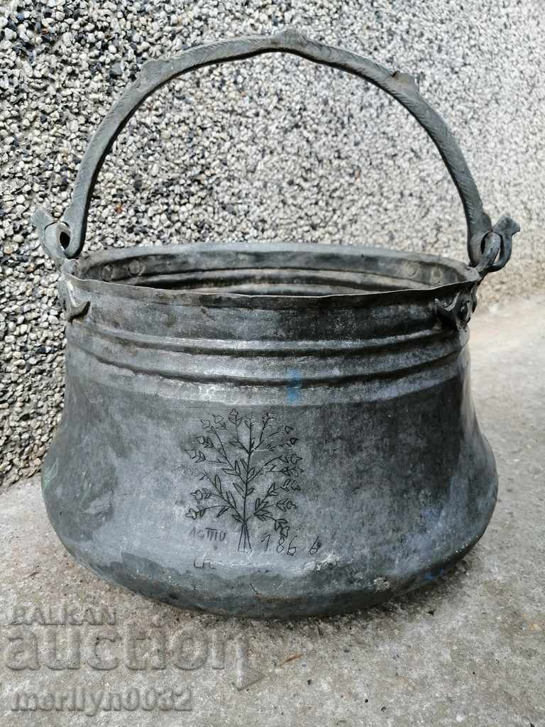 Gift cauldron inscription 1866 Harania copper copper vessel
