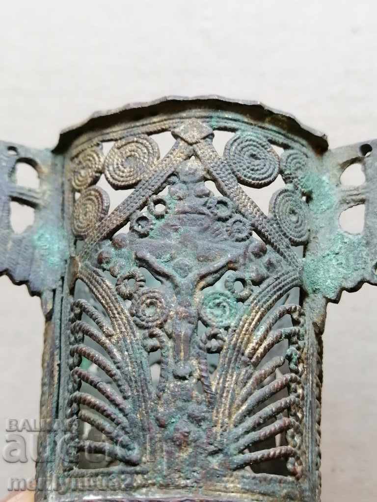 Delivery of Old bronze cup from xndilo icon, religion, cross Jesus Delivery of Old bronze cup from xndilo icon, religion, cross Jesus