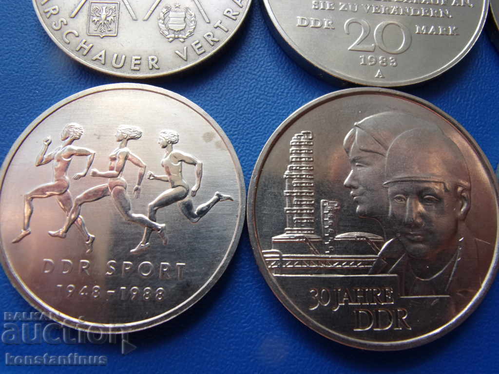 Auction GDR 4 x 10 and 2 x 20 Mark 1975-1990 UNC Rare Auction GDR 4 x 10 and 2 x 20 Mark 1975-1990 UNC Rare