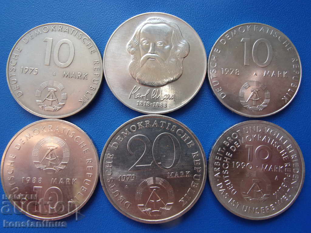 GDR 4 x 10 and 2 x 20 Mark 1975-1990 UNC Rare - 5 GDR 4 x 10 and 2 x 20 Mark 1975-1990 UNC Rare - 5