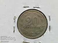 20 centavos 1907 Argentina Rare Quality