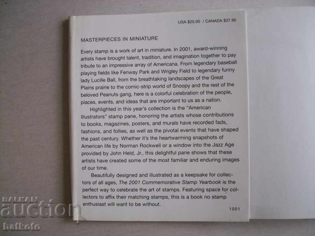 Licitație Ediție de lux - Anuarul comemorativ al timbrelor din 2001 Licitație Ediție de lux - Anuarul comemorativ al timbrelor din 2001