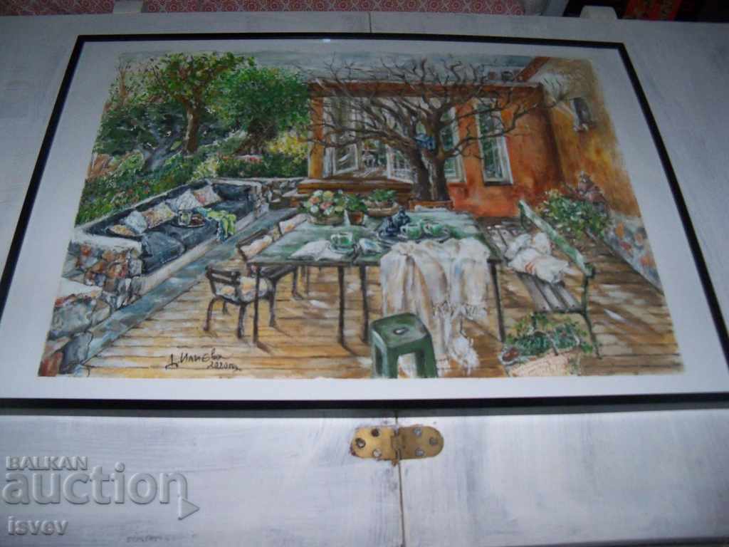 "Поглед към терасата" картина на худ. Десислава Илиева с цена 349.00 лв. | € 178.44 "Поглед към терасата" картина на худ. Десислава Илиева с цена 349.00 лв. | € 178.44