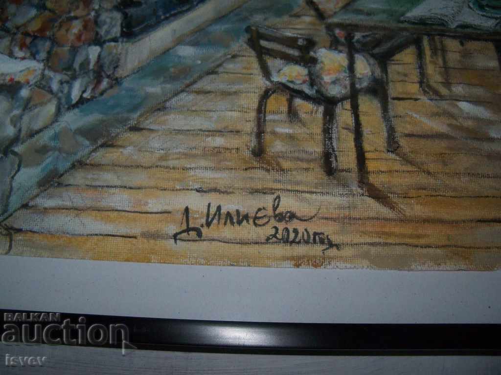 Аукцион "Поглед към терасата" картина на худ. Десислава Илиева Аукцион "Поглед към терасата" картина на худ. Десислава Илиева