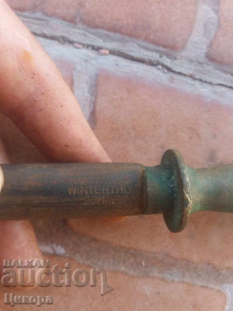 OLD TABLE WITH BRONZE HANDLE - 6