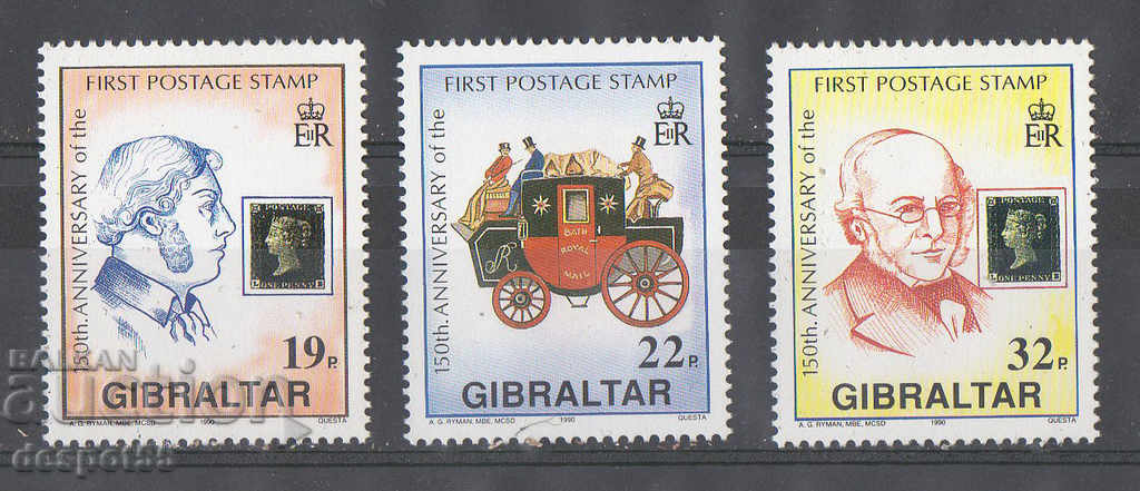1990. Γιβραλτάρ. 150 χρόνια από το πρώτο γραμματόσημο.