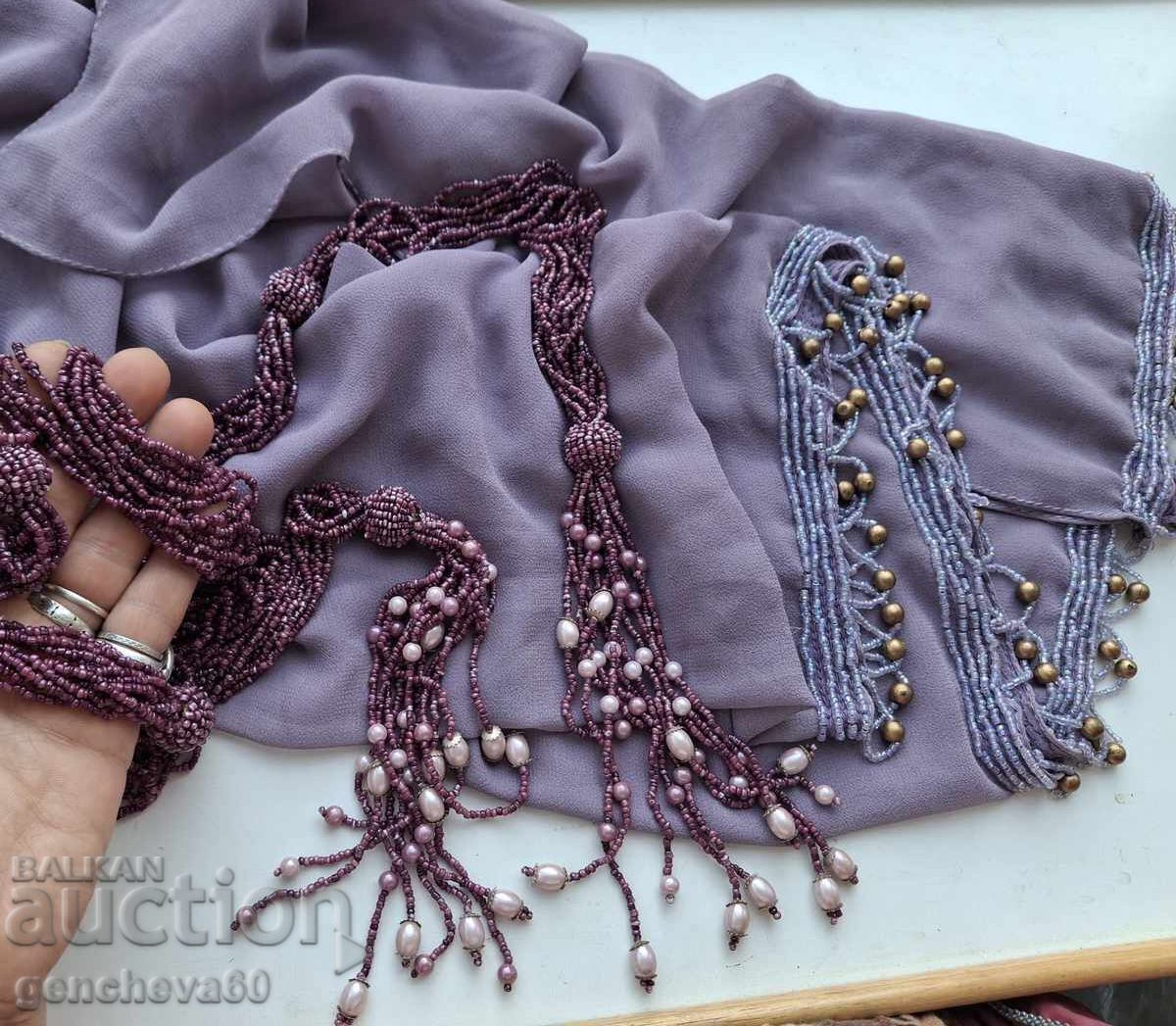 Auction Large beaded belt and scarf, shawl with beads Auction Large beaded belt and scarf, shawl with beads