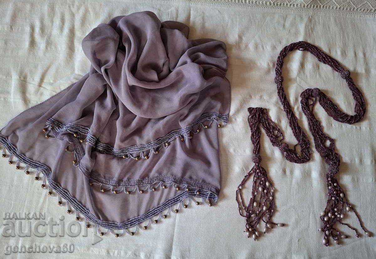 Large beaded belt and scarf, shawl with beads - 7 Large beaded belt and scarf, shawl with beads - 7