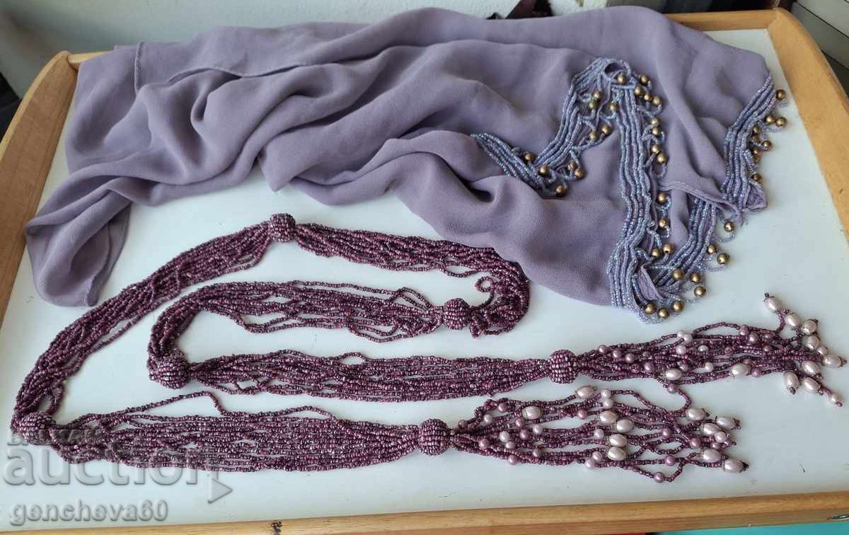 Large beaded belt and scarf, shawl with beads Large beaded belt and scarf, shawl with beads