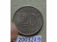 20 cents 1973 Malaysia