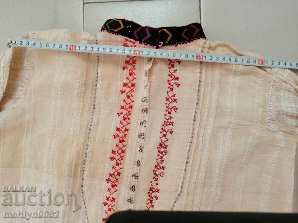 Cămașă bătrână broderie manuală chenar șezlong costum sukman - 5