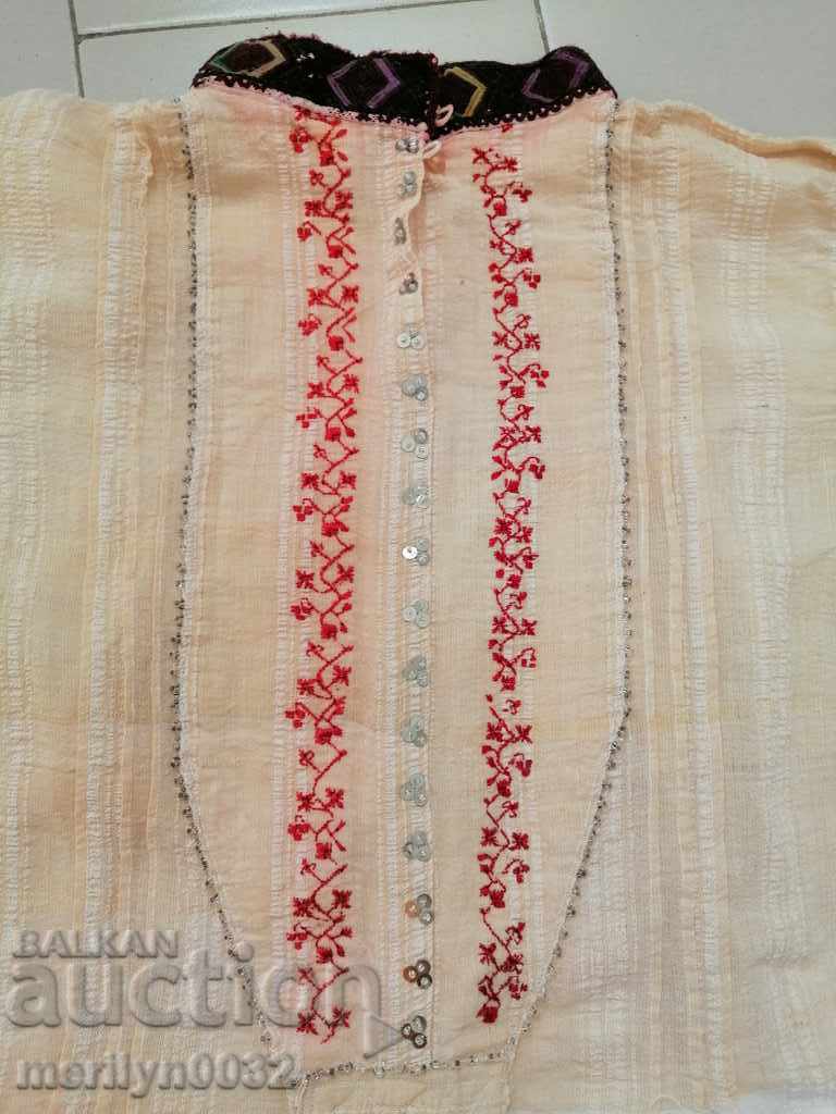 Стара женска риза ръчна бродерия  кенар чеиз носия сукман