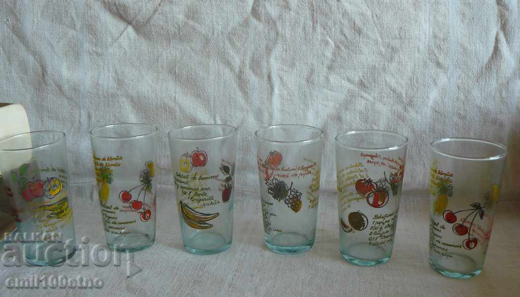 Auction Service 6 glasses with recipes fruit juices Romania Auction Service 6 glasses with recipes fruit juices Romania