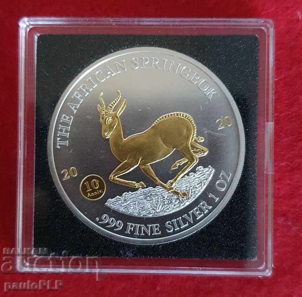 1 OUNCE SILVER + 24 Carat GOLD PLATING - 2020 - 1000 FRANCS - RARE 1 OUNCE SILVER + 24 Carat GOLD PLATING - 2020 - 1000 FRANCS - RARE
