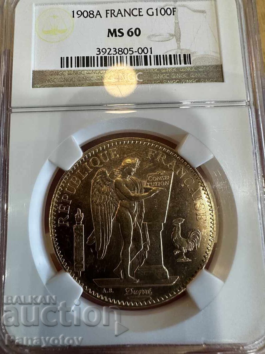 ΓΑΛΛΙΑ GENIUS ΓΕΝΙΟΣ 100 ΧΡΥΣΟΣ NGC MS 60 PCGS ΦΡΑΓΚΑ με τιμή € 5380.00 | 10522.40 BGN