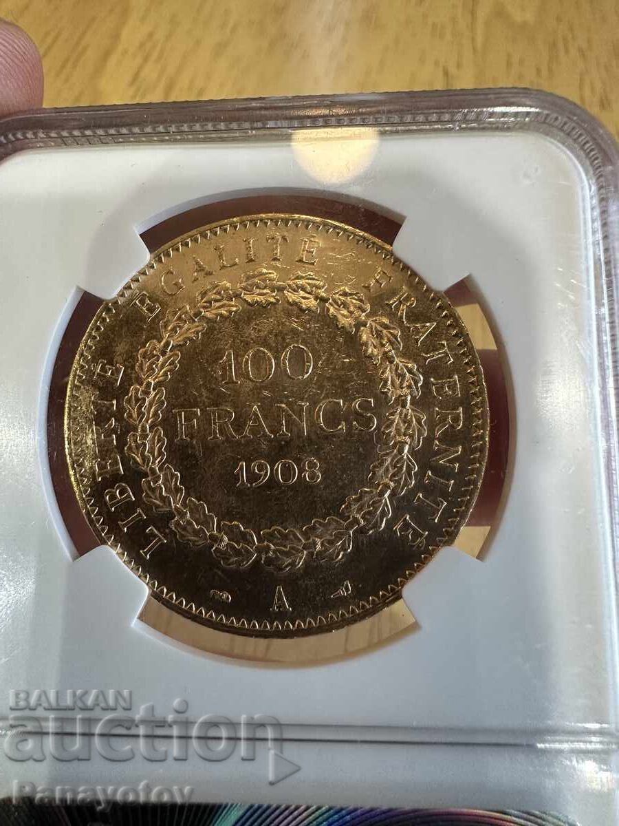 Delivery of FRANCE GENIUS GENIUS 100 GOLD NGC MS 60 PCGS FRANC