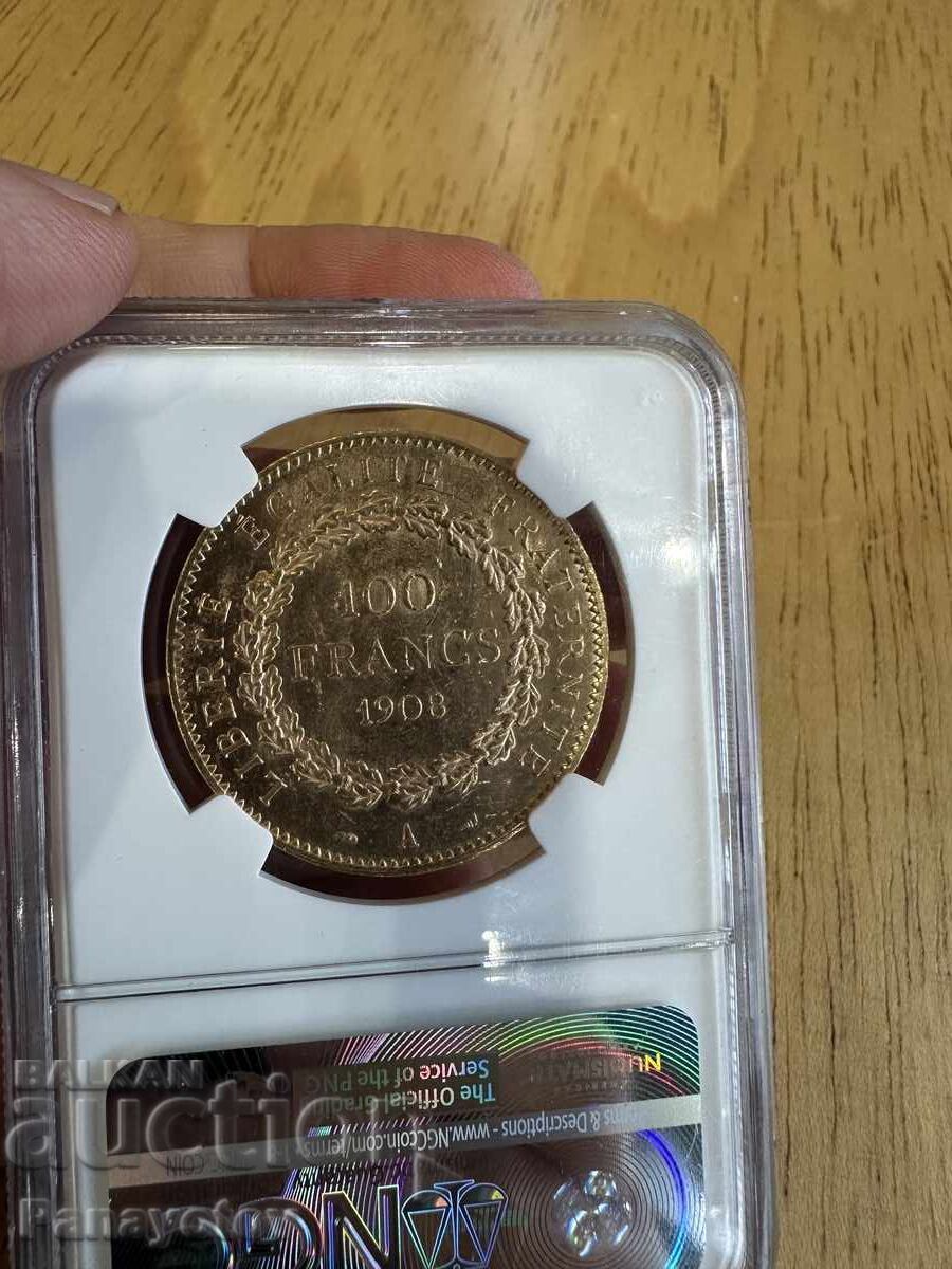 FRANCE GENIUS GENIUS 100 GOLD NGC MS 60 PCGS FRANC - 5